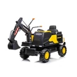 Kép 1/17 - 12 voltos elektromos gyermek traktor és kotrógép markoló lapáttal sárga színben
