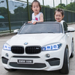 BMW X6 M XXL elektromos 2 személyes kisautó gyerekeknek bőrüléssel, gumi kerékkel, távirányítóval, fehér színben