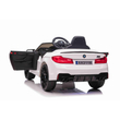 BMW M5 elektromos 24 Voltos kisautó gyerekeknek bőrüléssel, gumi kerékkel, távirányítóval, fehér színben
