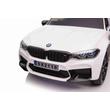 BMW M5 elektromos 24 Voltos kisautó gyerekeknek bőrüléssel, gumi kerékkel, távirányítóval, fehér színben