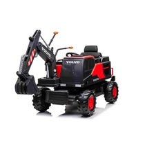12 voltos elektromos gyermek traktor és kotrógép markoló lapáttal piros színben