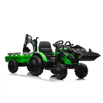 Li akkus elektromos germek traktor markololapattal utanfutoval zöld színben Li akkus elektromos germek traktor markololapattal utanfutoval zöld színben