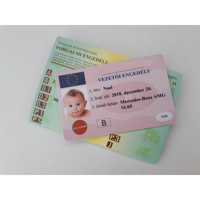 Forgalmi engedély és jogosítvány a gyermek nevével és fotójával