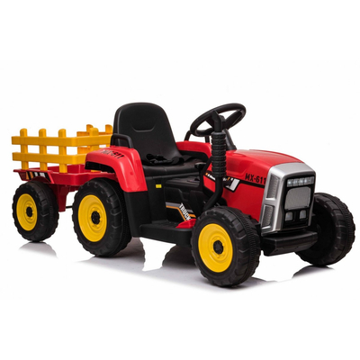 elektromos 12 voltos traktor utánfutóval piros