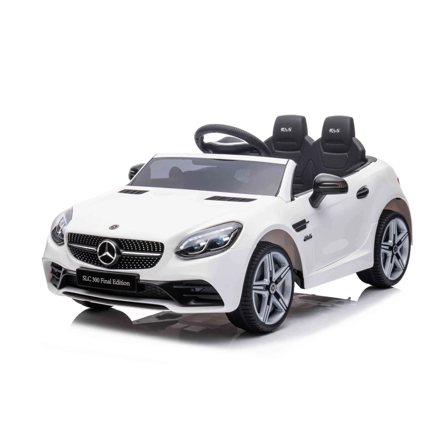 mercedes benz slc 300 elektromos kisauto gyerekeknek feher szinben bor ulessel
