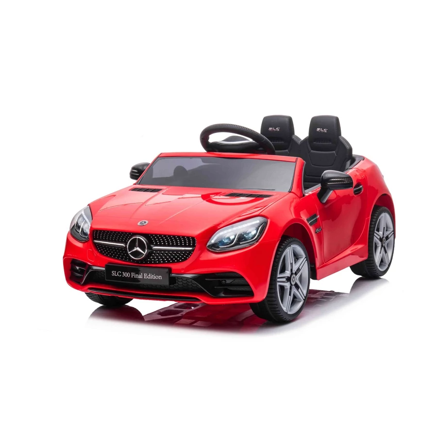 mercedes benz slc 300 elektromos kisautó gyerekeknek piros színben bőrüléssel