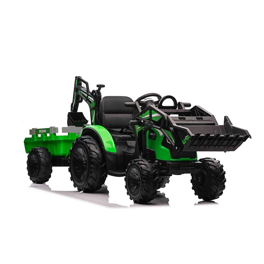 12 voltos elektromos germek traktor markololapattal utanfutoval zöld színben