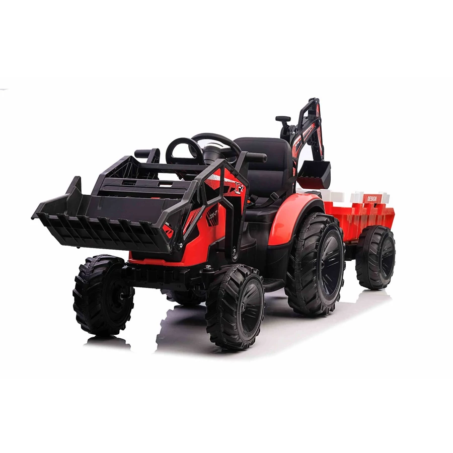12 voltos elektromos germek traktor markololapattal utanfutoval piros színben