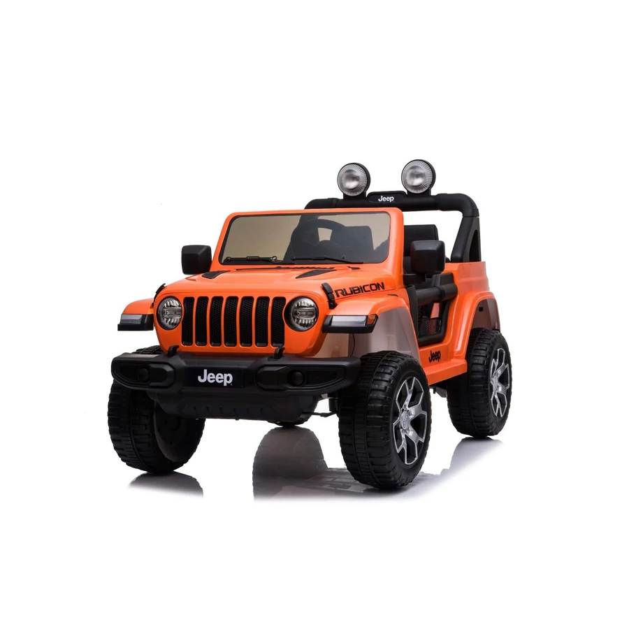 jeep wrangler rubicon elektromos gyerek kisautó kétszemélyes gumi kerékkel és bőrüléssel