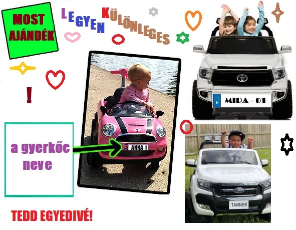 AJÁNDÉK névvel feliratozott egyedi rendszámtábla